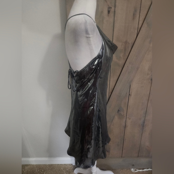 ZARA Metallic Liquid Silver Cowl Neck Slip Mini Dress –Size XS - Picture 10 of 13